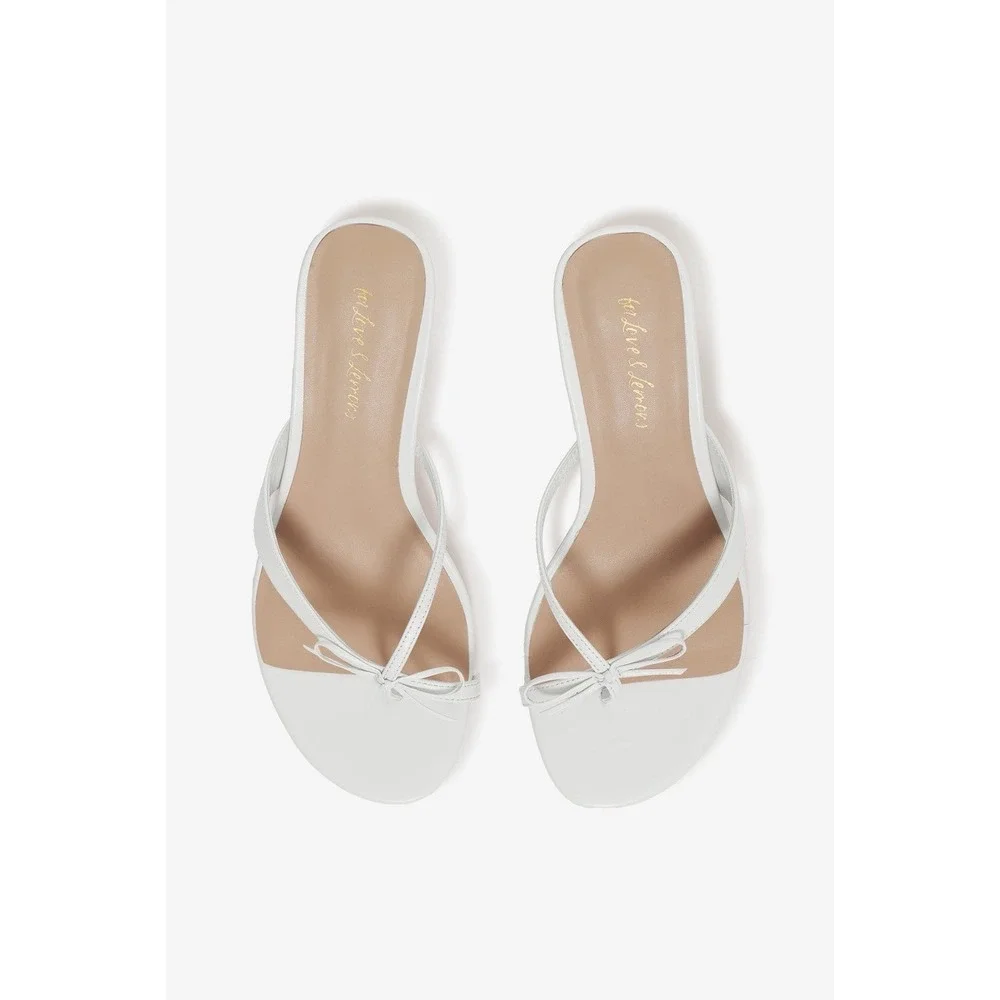 For Love And Lemons Elea Heel Thong Sandals White Size 37 New! Sz 7